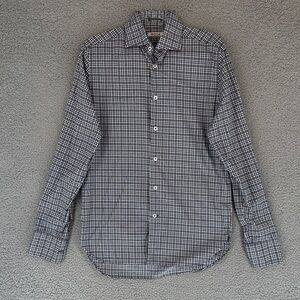 Roda Black and White men’s medium Plaid Button up long sleeve shirt Italian